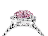 White gold Fancy Pink Round  Halo Twisted Band Four-Prong Diamond Ring_4