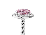 White gold Fancy Pink Round  Halo Twisted Band Four-Prong Diamond Ring_5