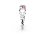 White gold Fancy Pink Round  Halo Twisted Band Four-Prong Ring_34