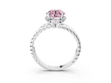 White gold Fancy Pink Round  Halo Twisted Band Four-Prong Ring_35
