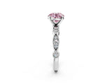 White gold Fancy Pink Round  Milgrain Bezel Diamond Engagement Ring with Solitaire Prong Setting_31