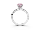 White gold Fancy Pink Round  Milgrain Bezel Diamond Engagement Ring with Solitaire Prong Setting_32
