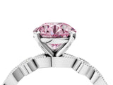 White gold Fancy Pink Round  Milgrain Bezel Diamond Engagement Ring with Solitaire Prong Setting_33