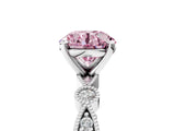 White gold Fancy Pink Round  Milgrain Bezel Diamond Engagement Ring with Solitaire Prong Setting_34