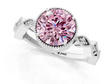 White gold Fancy Pink Round  Milgrain Marquise Diamond Twist Band Ring_75