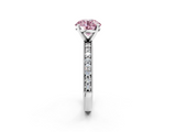 White gold Fancy Pink Round  Milgrain Pave Diamond Engagement Ring with Four-Prong Setting_2