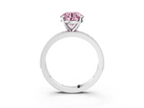White gold Fancy Pink Round  Milgrain Pave Diamond Engagement Ring with Four-Prong Setting_3