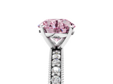 White gold Fancy Pink Round  Milgrain Pave Diamond Engagement Ring with Four-Prong Setting_5