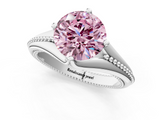 White gold Fancy Pink Round  Solitaire Beaded Band Six-Prong Setting_1