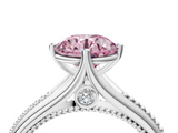White gold Fancy Pink Round  Solitaire Beaded Band Six-Prong Setting_4