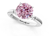 White gold Fancy Pink Round  Solitaire Beaded Band with Four-Prong Setting_1