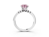 White gold Fancy Pink Round  Solitaire Beaded Band with Four-Prong Setting_3