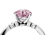 White gold Fancy Pink Round  Solitaire Beaded Band with Four-Prong Setting_4