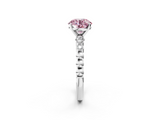 White gold Fancy Pink Round  Solitaire Bezel Accent Diamond Engagement Ring with Beaded Band and Four-Prong Setting_2