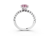 White gold Fancy Pink Round  Solitaire Bezel Accent Diamond Engagement Ring with Beaded Band and Four-Prong Setting_3