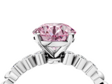 White gold Fancy Pink Round  Solitaire Bezel Accent Diamond Engagement Ring with Beaded Band and Four-Prong Setting_4