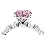 White gold Fancy Pink Round  Solitaire Bezel-Set Diamond Ring with Beaded Band and Four-Prong Setting_69