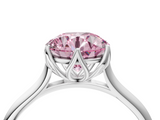 White gold Fancy Pink Round  Solitaire Cathedral Diamond Ring with Six-Prong Setting_4
