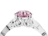 White gold Fancy Pink Round  Solitaire Celtic Knot Engagement Ring with Four-Prong Setting_4