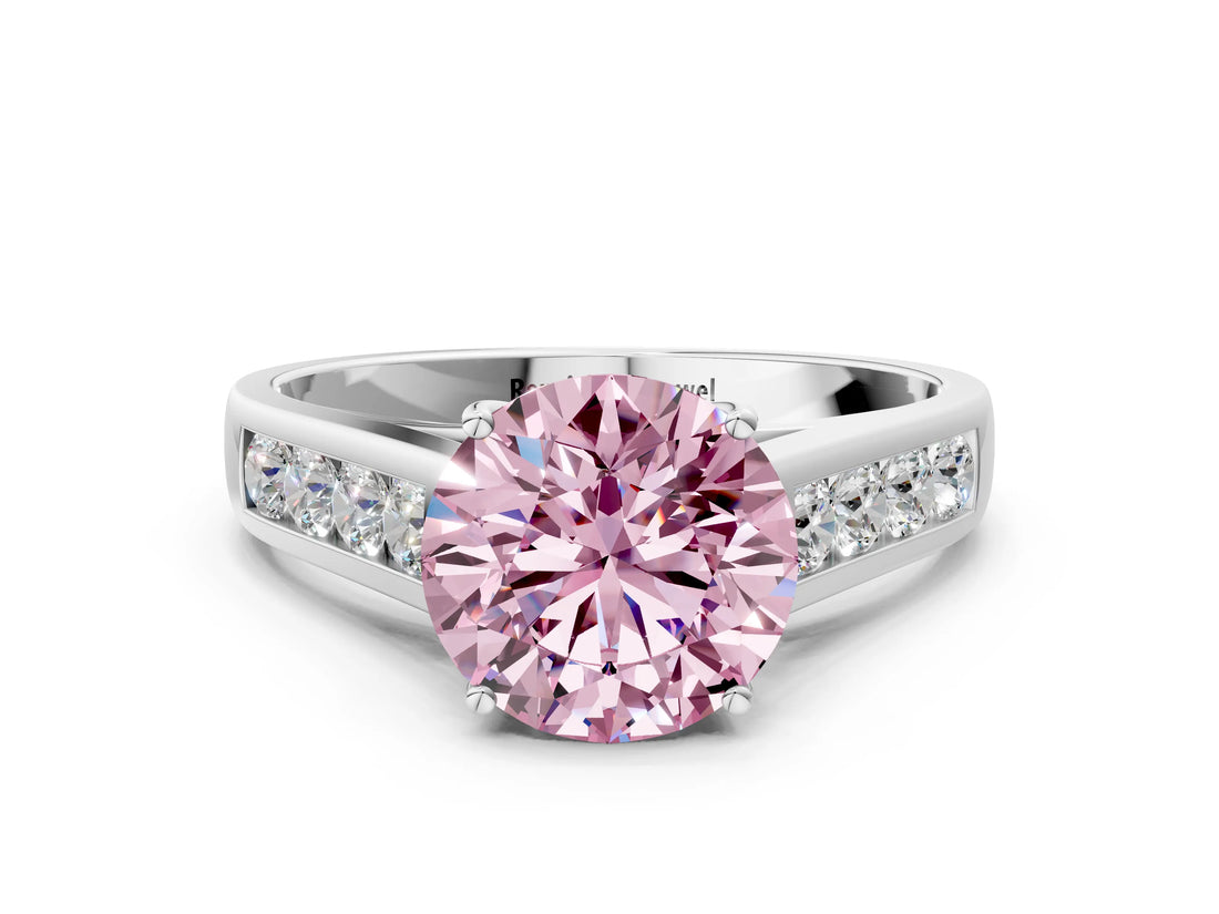 White gold Fancy Pink Round  Solitaire Channel-Set Diamond Engagement Ring with Four-Prong Setting_29
