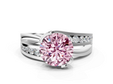 White gold Fancy Pink Round  Solitaire Channel-Set Split Shank Ring with Tension Prong Setting_3