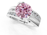White gold Fancy Pink Round  Solitaire Channel-Set Split Shank Ring with Tension Prong Setting_4