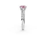 White gold Fancy Pink Round  Solitaire Chevron Pave Diamond Engagement Ring with Six-Prong Setting_2