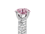 White gold Fancy Pink Round  Solitaire Chevron Pave Diamond Engagement Ring with Six-Prong Setting_5
