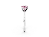 White gold Fancy Pink Round  Solitaire Diamond Engagement Ring with Four-Prong Setting on a Classic Band_5