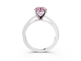 White gold Fancy Pink Round  Solitaire Diamond Engagement Ring with Four-Prong Setting on a Classic Band_6