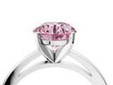 White gold Fancy Pink Round  Solitaire Diamond Engagement Ring with Four-Prong Setting on a Classic Band_7