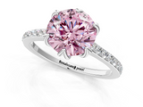 White gold Fancy Pink Round  Solitaire Diamond Engagement Ring with Pave Band and Six-Prong Setting_1