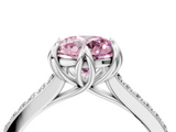White gold Fancy Pink Round  Solitaire Diamond Engagement Ring with Pave Band and Six-Prong Setting_4