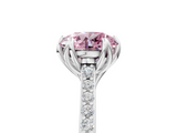 White gold Fancy Pink Round  Solitaire Diamond Engagement Ring with Pave Band and Six-Prong Setting_5