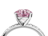 White gold Fancy Pink Round  Solitaire Diamond Engagement Ring with XO Engraved Band and Four-Prong Setting 5