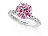 White gold Fancy Pink Round  Solitaire Diamond Pavé Band with Four-Prong Setting_1
