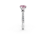 White gold Fancy Pink Round  Solitaire Diamond Pavé Band with Four-Prong Setting_2