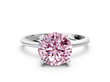 White gold Fancy Pink Round  Solitaire Diamond Ring with 4-Prong Setting on a Classic Band_3