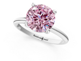 White gold Fancy Pink Round  Solitaire Diamond Ring with 4-Prong Setting on a Classic Band_4