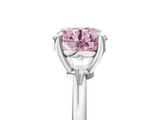 White gold Fancy Pink Round  Solitaire Diamond Ring with 4-Prong Setting on a Classic Band_8