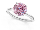 White gold Fancy Pink Round  Solitaire Diamond Ring with Bamboo Band and Four-Prong Setting_1