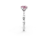 White gold Fancy Pink Round  Solitaire Diamond Ring with Bamboo Band and Four-Prong Setting_2