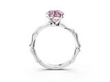 White gold Fancy Pink Round  Solitaire Diamond Ring with Bamboo Band and Four-Prong Setting_3