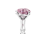White gold Fancy Pink Round  Solitaire Diamond Ring with Bamboo Band and Four-Prong Setting_5