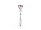 White gold Fancy Pink Round  Solitaire Diamond Ring with Bezel Set Side Stones and Prong Setting_2