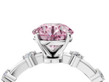 White gold Fancy Pink Round  Solitaire Diamond Ring with Bezel Set Side Stones and Prong Setting_4