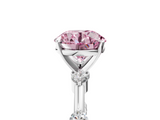 White gold Fancy Pink Round  Solitaire Diamond Ring with Bezel Set Side Stones and Prong Setting_5