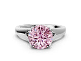 White gold Fancy Pink Round  Solitaire Diamond Ring with Cathedral Band and Four-Prong Setting_29