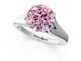 White gold Fancy Pink Round  Solitaire Diamond Ring with Cathedral Band and Four-Prong Setting_30