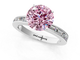 White gold Fancy Pink Round  Solitaire Diamond Ring with Channel-Set Baguette Band and Four-Prong Setting_1